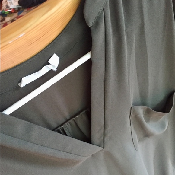 LUSH Olive Green Blouse- Size L - Picture 3 of 7